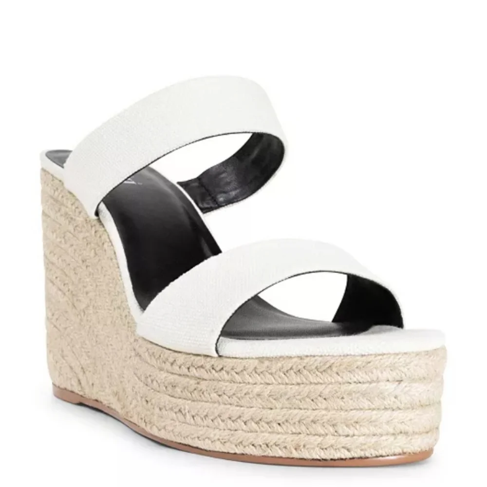 ESPADRILLE SMASH LUNA TWO STRAP SLIDE PLATFORM WHITE Womens NEW IN BOX